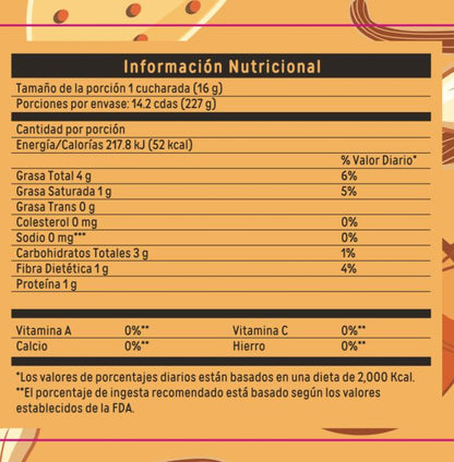 Tabla Nutricional Mantequilla de Almendra Coco Vainilla